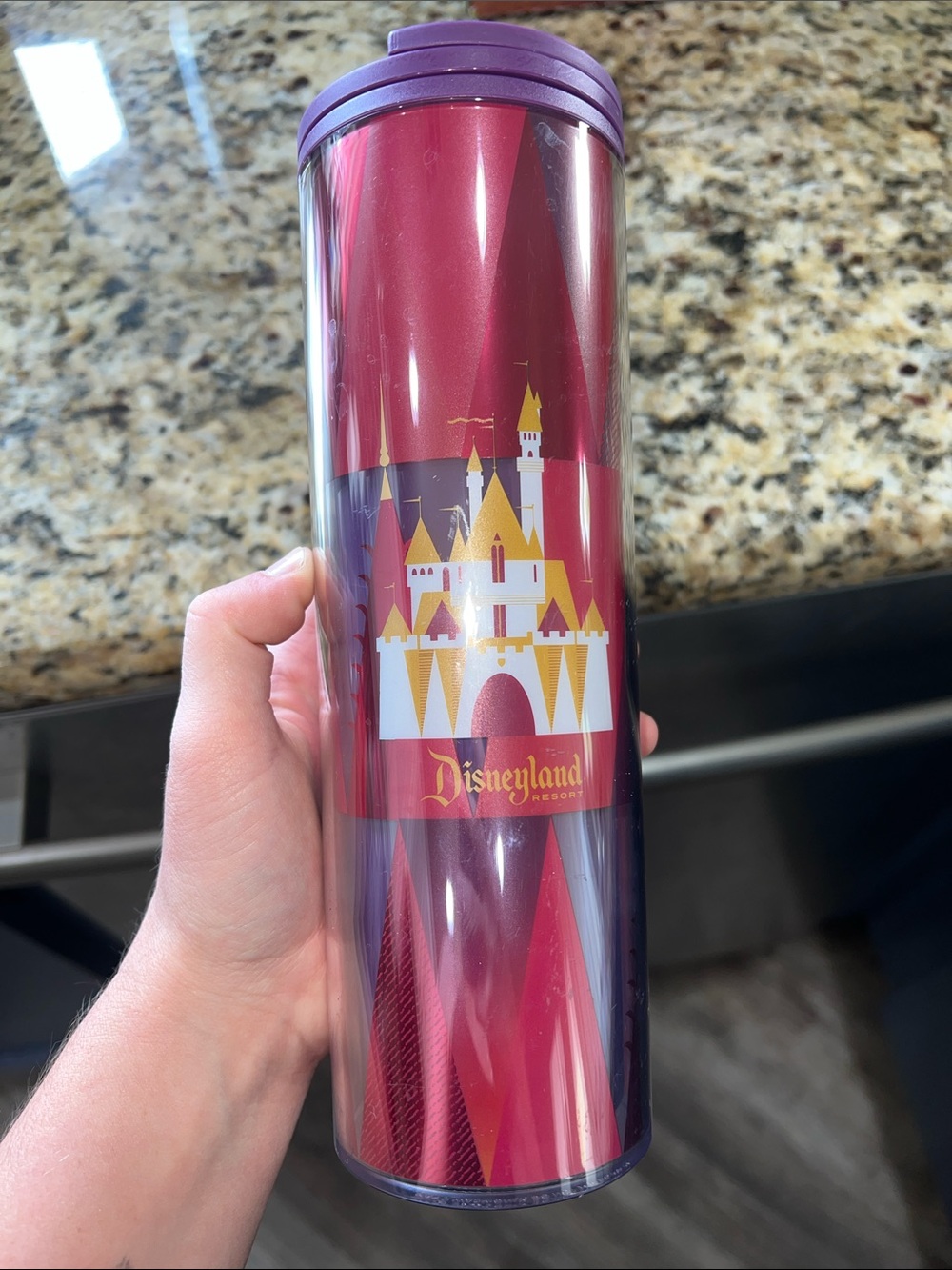Starbucks Disneyland Red and Purple Castle Travel Tumbler